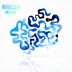 Blue watercolor vector symbol for logo