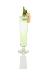 green banana cocktail in highball glass