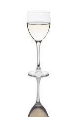 glass of white wine with reflection