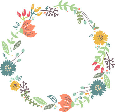 Color floral frame for wedding invitation design