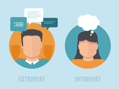 Vector extraversion-introversion infographics in flat style