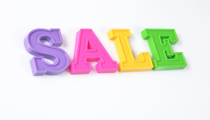 Sale written by colorful letters on a white
