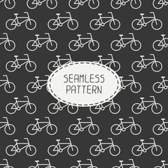 Vector seamless retro pattern with vintage hipster bicycle. For