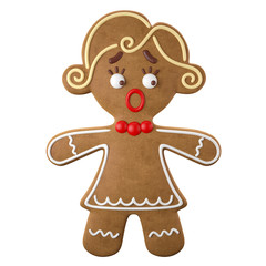 Funny 3d christmas icon, gingerbread isolated on white background