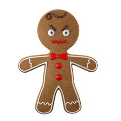 Funny 3d christmas icon, gingerbread isolated on white background