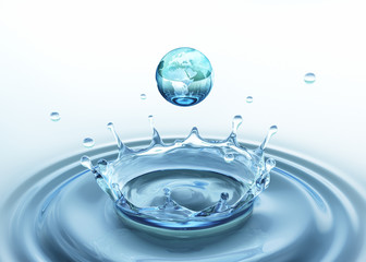 Drop of water with the texture of Earth.