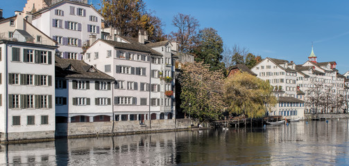 Zurich, the Limmat river