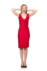 Emotional woman isolated on the white