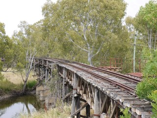The historic rail bridge over Murrumbidgee River in Gundagai