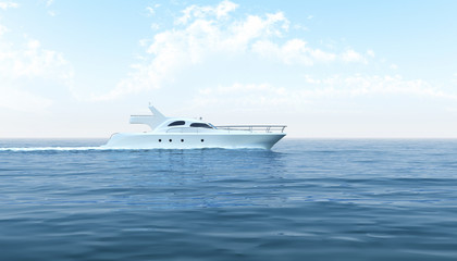 Fototapeta na wymiar White yacht floating in the sea