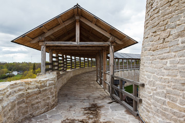 wall in the old Izborsk fortress