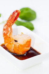 Fried shrimp in soy sauce vertical