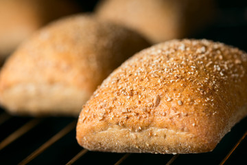 Oven baked bread selective focus