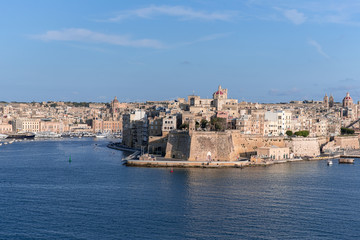 Fototapeta na wymiar Fort St Angelo dominates Grand Harbour of Valetta