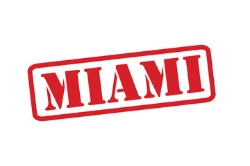 MIAMI Red Rubber Stamp vector over a white background.