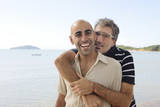 Happy gay couple on vacation