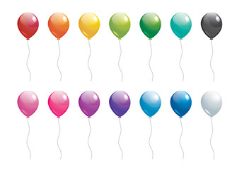 set of colorful balloons on white background