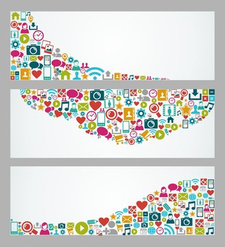 Social media icons web banner set