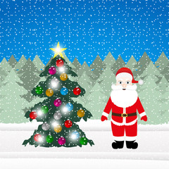 Santa Claus and Christmas tree decorations