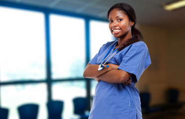 Smiling black nurse