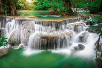 Fototapeta na wymiar Thailand waterfall in Kanchanaburi (Huay Mae Kamin)