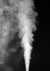 White vapor on the black background