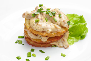 potato pancakes with sauce