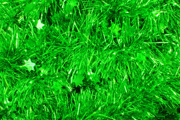 closeup of the tinsel green