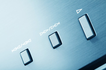 Player buttons on hi-fi audio system