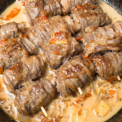 veal rolls with cheese and ham