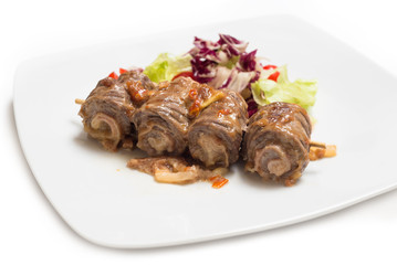 veal rolls with cheese and ham