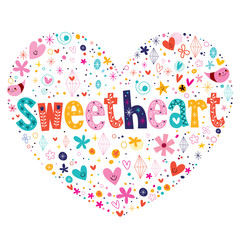 sweetheart heart shaped typography lettering card