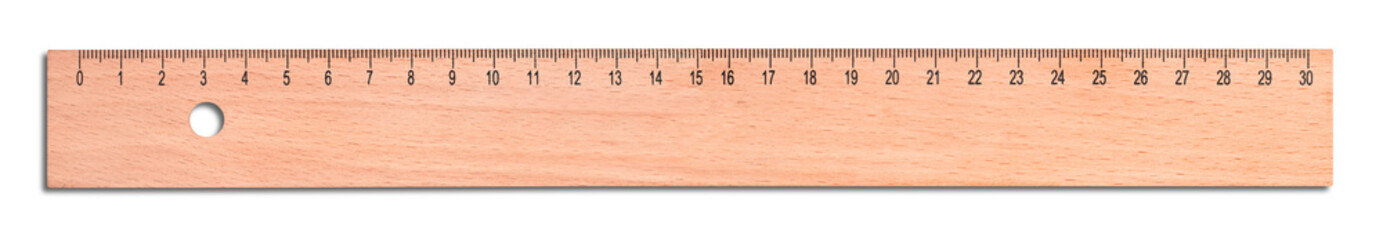 Wood ruler isolated on white