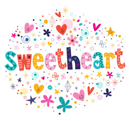 sweetheart typography lettering decorative text card design