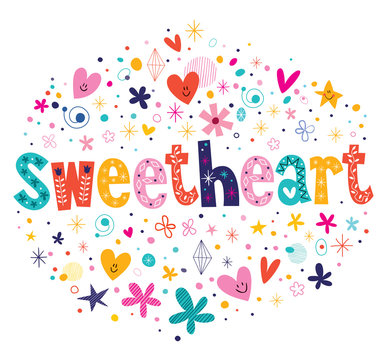 sweetheart typography lettering decorative text card design