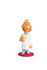 Statuette health worker with a pill