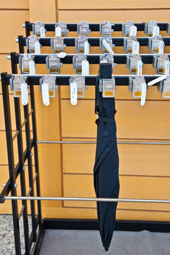 Umbrella holder and locker , Tokyo, Japan.
