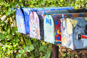 Naklejka premium Colorful Vintage Mailboxes