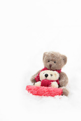 Teddy Bears Sledding in the Snow