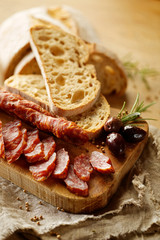 Dried sausage and country bread