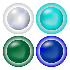 A set of circle metallic buttons in cool colors