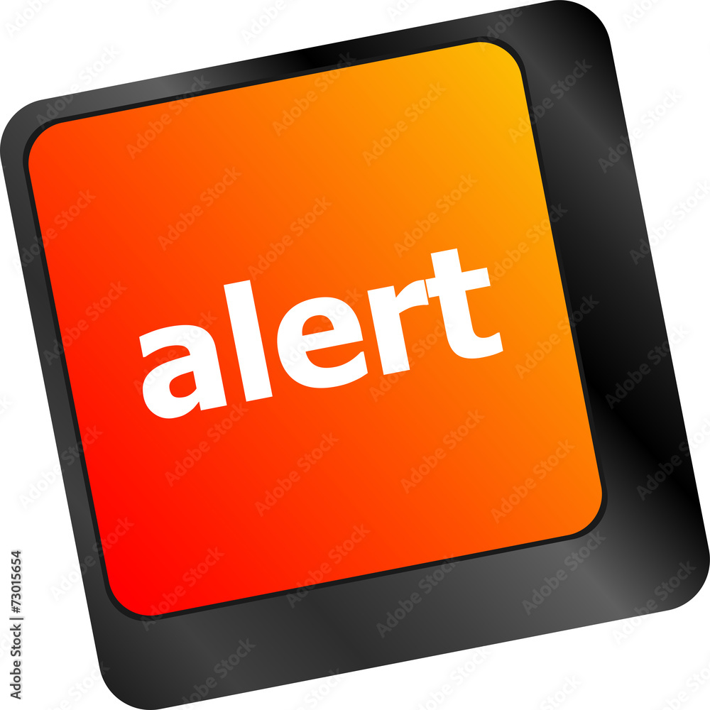 Poster computer keyboard with attention key alert - business background