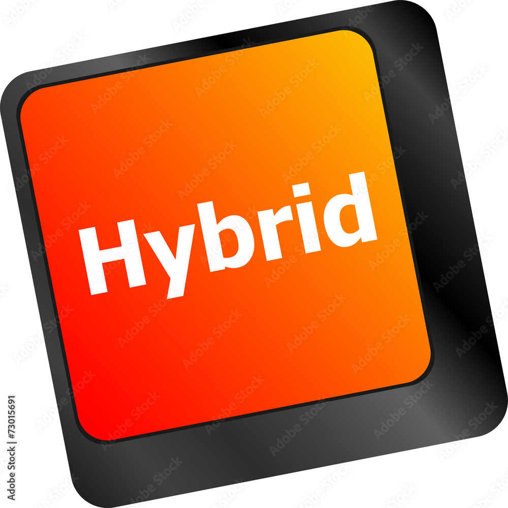 Aufkleber computer keyboard with hybrid key - business background