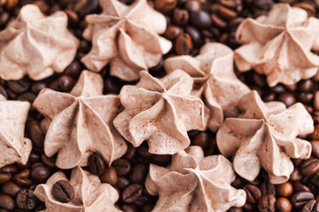 Chocolate meringues on coffee beans