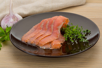 Sliced salmon