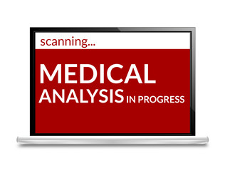 Scanning medical analysis in progress computer screen