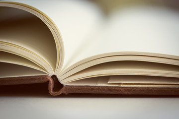 Close up on open book pages.Toned.