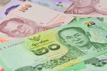 Thai banknotes (baht) for money and business  concepts