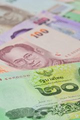 Thai banknotes (baht) for money and business  concepts