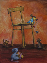 girl plays with their pets © tomasz wisniewski